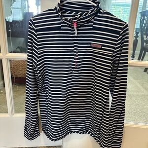 Vineyard Vines quarter-zip pullover, sz med, navy & white stripes, worn once